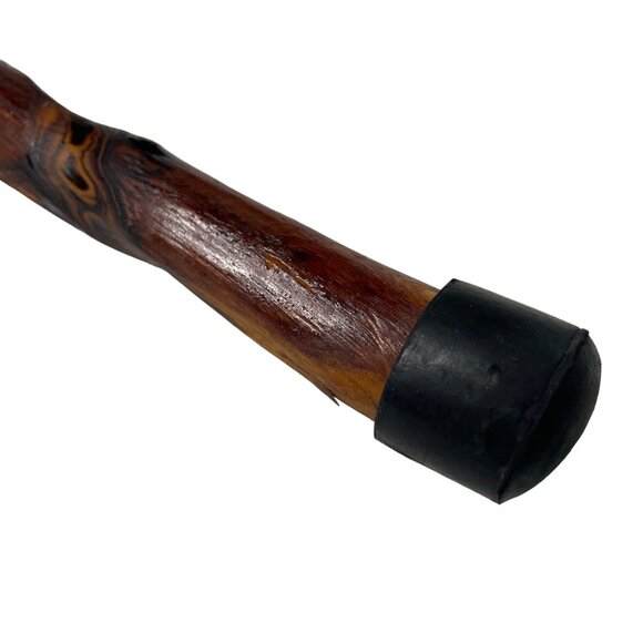 Twisted Wood Walking Stick Cane Crook Handle Gentlemen Vintage Folk Art u Rubber - Picture 7 of 9